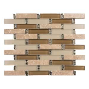 Saga Legend Tan/Brown 13-1/4 in. x 11-3/4 in. Rectangle Smooth Glass/Stone Mosaic Tile (5.4 sq. ft./Case)
