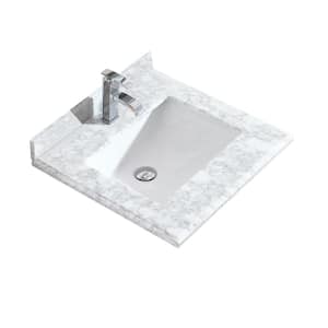 24 in. W x 22 in. D Carrara Marble Vanity Top in White with White Rectangular Single Sink