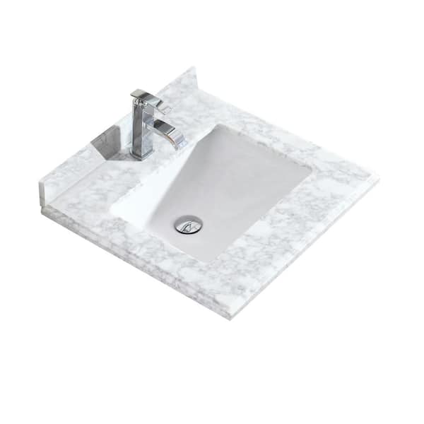 Laviva 24 in. W x 22 in. D Carrara Marble Vanity Top in White with White Rectangular Single Sink