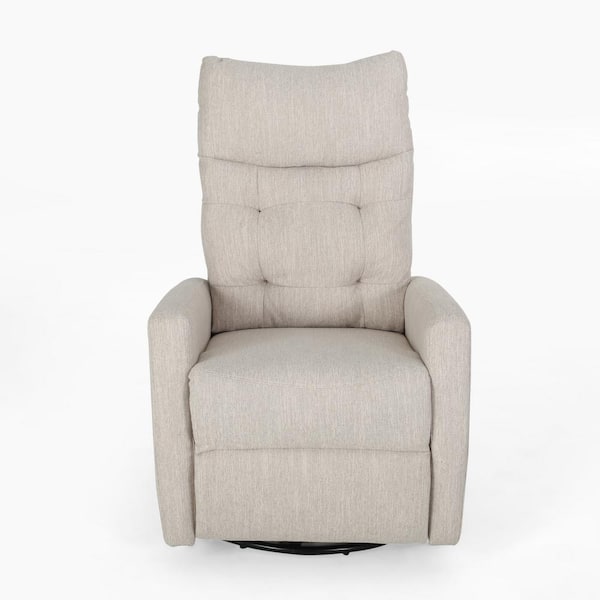 Noble House Woodglen Beige Fabric Tufted Swivel Glider Recliner