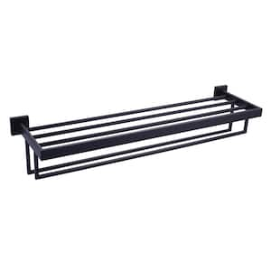 32 in. 2-Towel Holders Wall mounted Towel Rack in Matte Black