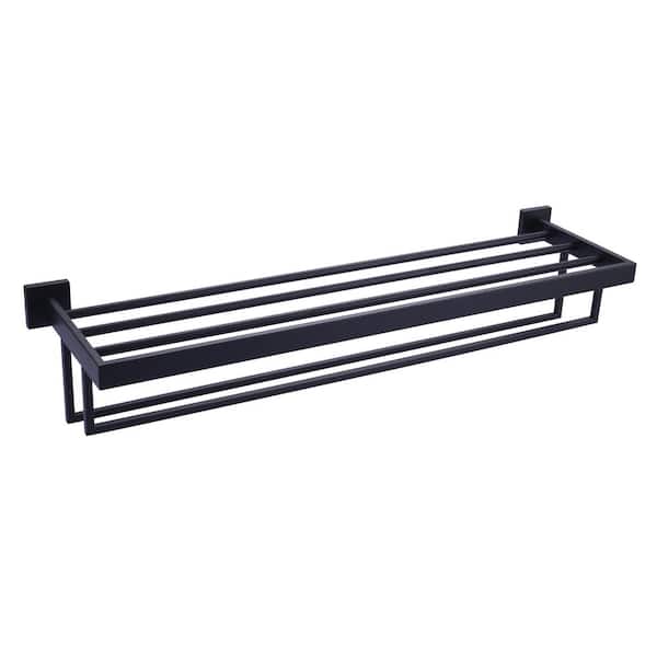 ALEASHA 32 in. 2-Towel Holders Wall mounted Towel Rack in Matte Black