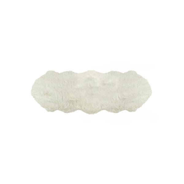 Gordon Off White 2 ft. x 6 ft. Faux Sheepskin Double Indoor Rug