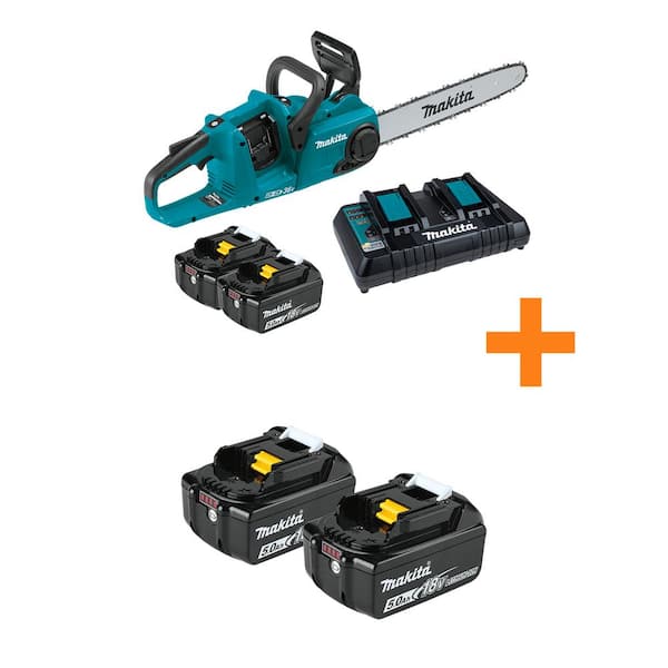16 in. 18-Volt X2 (36V) LXT Lithium-Ion Brushless Battery Chain Saw Kit (5.0 Ah) with Bonus Two 18V 5.0Ah LXT Batteries