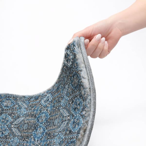 Dream Shag Premium Machine Washable Abstract ADS574 Blue 2 ft. x 7 ft. Runner Rug