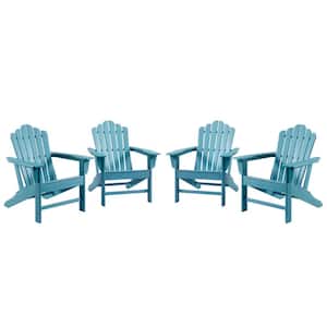 Classic Lake Blue HDPE Plastic Adirondack Chair (4-Pack)