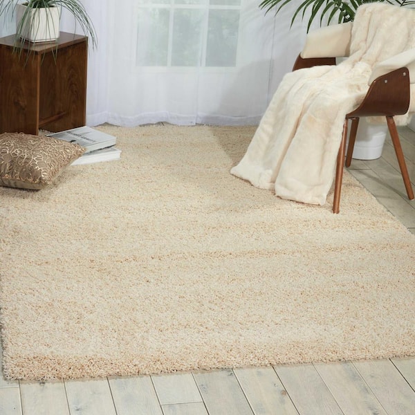 Amore Cream 8 ft. x 11 ft. Shag Contemporary Modern Shag Area Rug