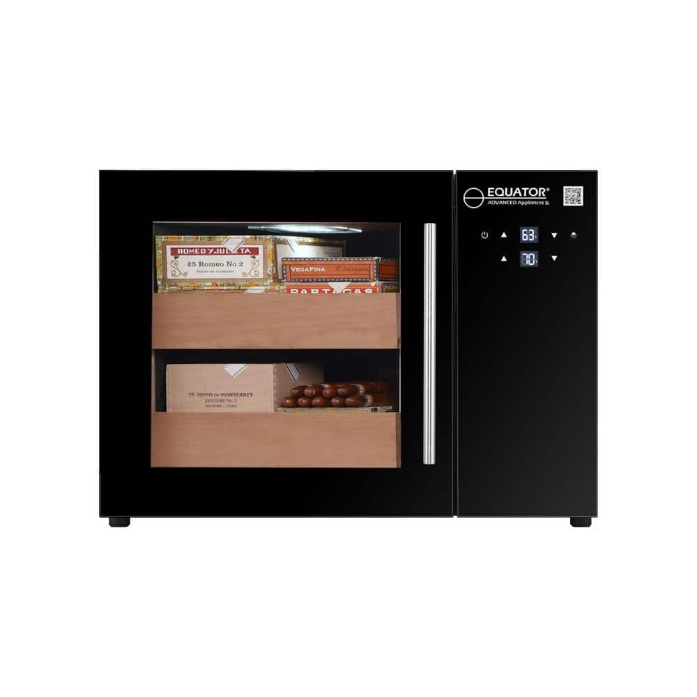 25 in. 40L Electric Cigar Humidor Single Zone Wine Chiller Black with UV Gl