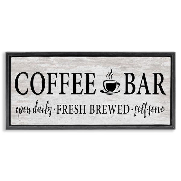 Coffee Bar Cafe Rustic Sign by Lettered and Lined Black Floater Frame Graphic Art Print Typography 25 in. x 11 in.