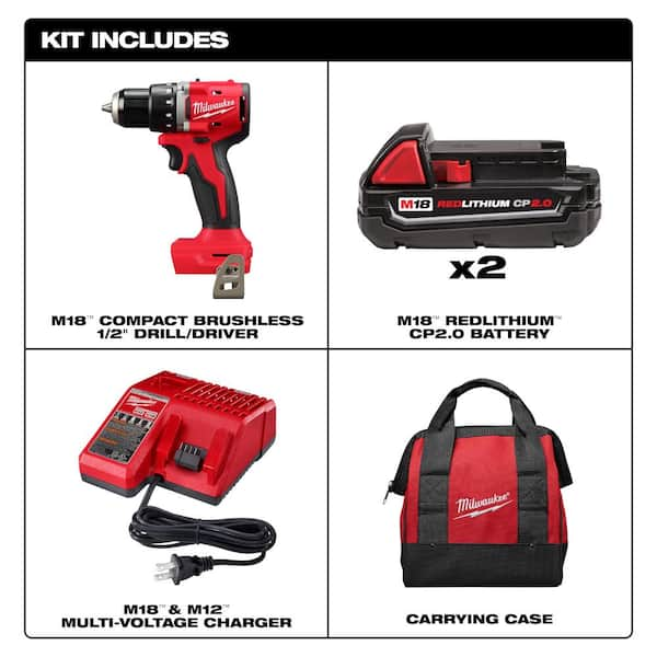 Milwaukee M18 18V Lithium-Ion Brushless Cordless 1/2 in. Compact