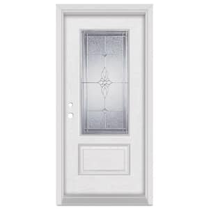 32 in. x 80 in. Victoria Right-Hand 3/4 Lite Zinc Finished Fiberglass Oak Woodgrain Prehung Front Door