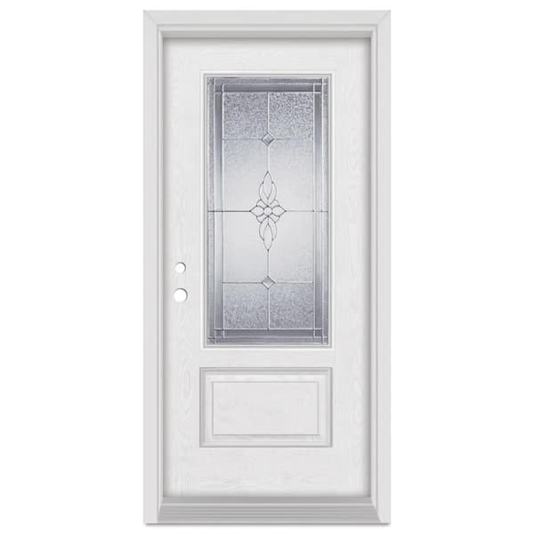 Stanley Doors 36 in. x 80 in. Victoria Right-Hand 3/4 Lite Zinc Finished Fiberglass Oak Woodgrain Prehung Front Door