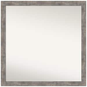Marred Pewter 28.5 in. x 28.5 in. Non-Beveled Casual Square Wood Framed Bathroom Wall Mirror in Silver