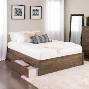 Select Drifted Gray Queen 4-Post Platform Bed with 2-Drawers