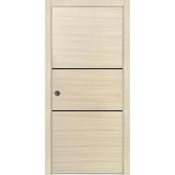 Sartodoors 32 in. x 96 in. 1 Panel Natural Veneer Finished Solid Wood with Honeycomb Sliding Door with Hardware
