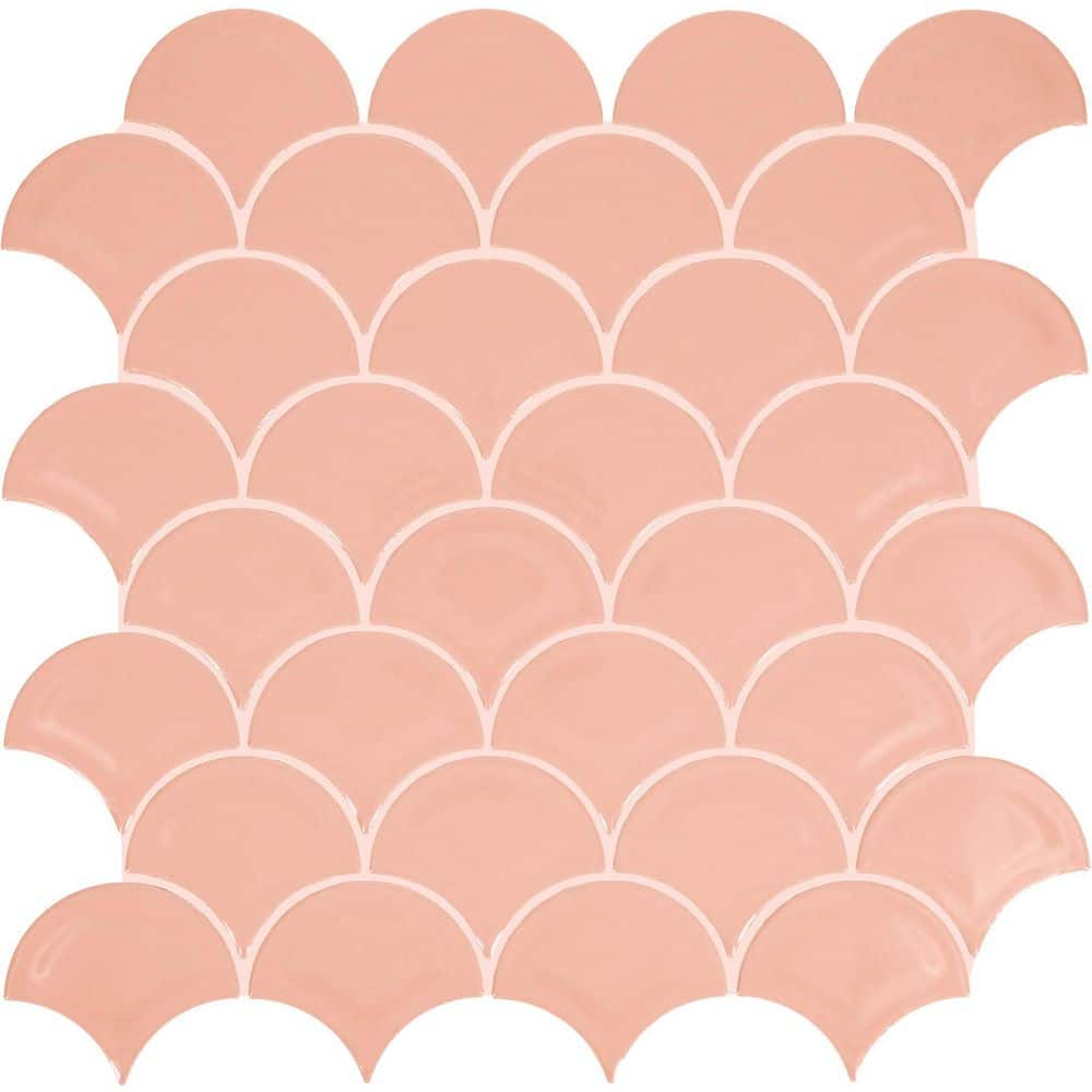 Revalia Remix Charming Peach 13 in. x 13 in. Glossy Ceramic Fan Mosaic Wall Tile (10.2 sq. ft. /case) price history on PriceWatchPro