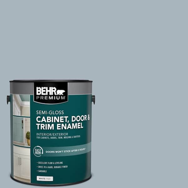 BEHR PREMIUM 1 gal. #MQ5-23 Intercoastal Gray Semi-Gloss Enamel Interior/Exterior Cabinet, Door & Trim Paint