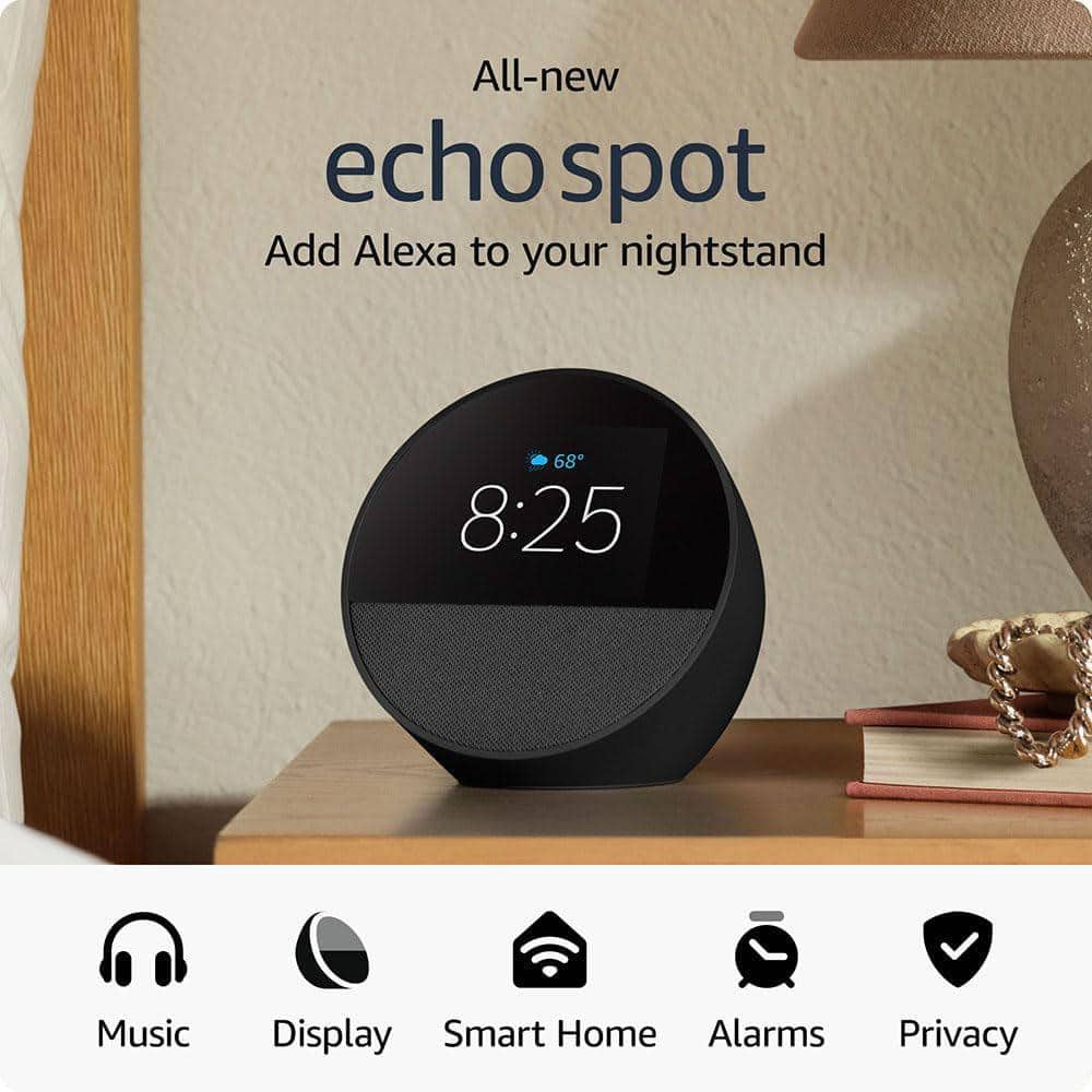 Black Wireless Smart Speaker with Touchscreen Display and Voice Control
