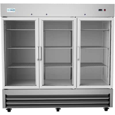 81 in. W 72 cu. ft. Commercial Refrigerator 3 Glass Doors in Stainless Steel