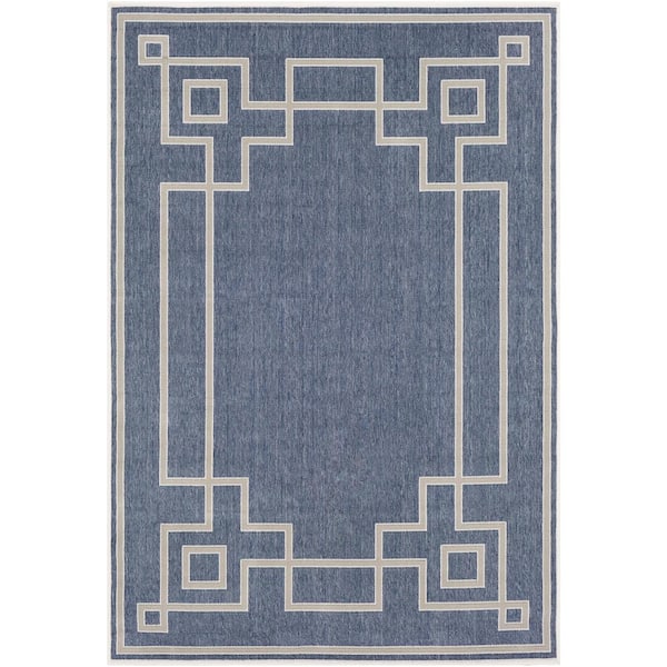 Livabliss Felix Navy 7 ft. 6 in. x 10 ft. 9 in. Geometric Indoor/Outdoor Patio Area Rug