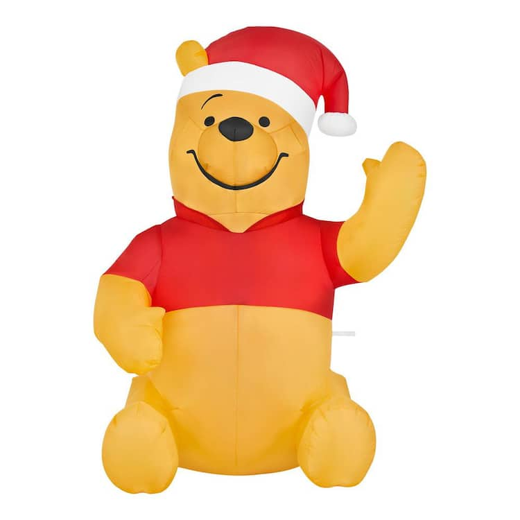 Disney 3.5 ft. LED Waving Winnie the Pooh with Santa Hat Inflatable