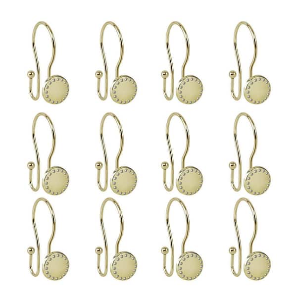 Utopia Alley HK19GD Rust Resistant Double Shower Curtain Hooks for Bathroom, Gold - Set of 12
