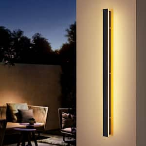 Hannah 39 in. Modern Linear Acrylic IP65 Waterproof Hardwired Black Outdoor Barn Wall Sconce Light, Integrated LED