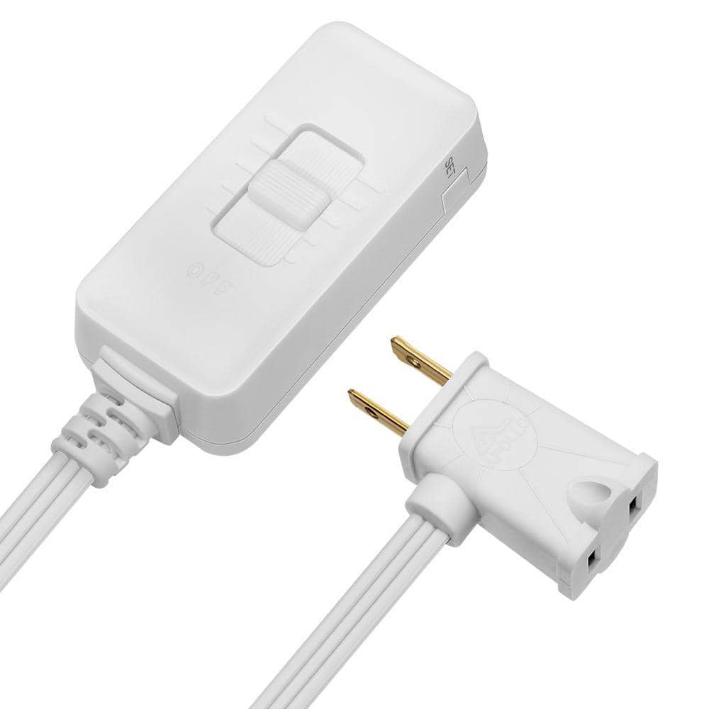 5 ft. Extension Cord White Plug in Dimmer Switch for LED/CFL Lights and Incandescent Bulbs Full Range Slide Control