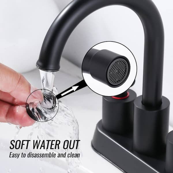 4 in. Centerset Modern Double-Handle Bathroom Sink Faucet, Basin Faucet with Pop-Up Drain in Matte Black