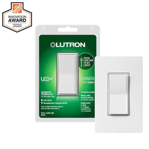 Lutron Sunnata Touch Dimmer With Led Plus Technology Single Pole 3 Way Led Incandescent Halogen With Claro Wallplate White Stwcl 153ph Wh The Home Depot