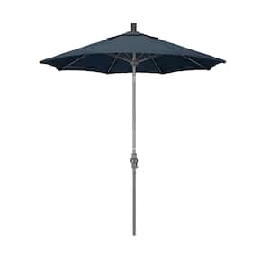 7.5 ft. Grey Aluminum Market Collar Tilt Crank Lift Patio Umbrella in Sapphire Pacifica