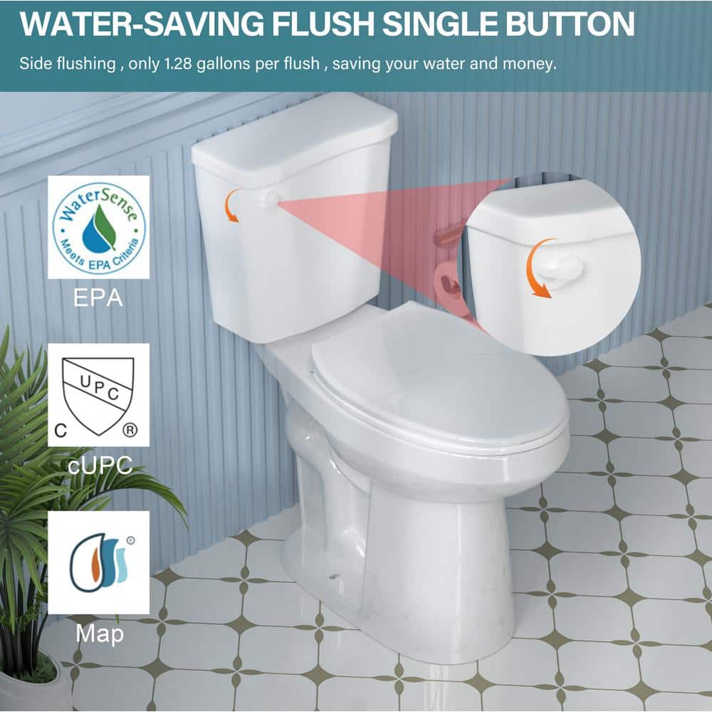 Aguamaph 20 in. White Elongated Two-Piece Toilet with Seat