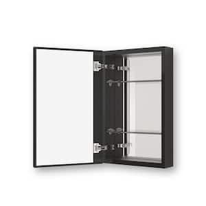 Flicker 12 in. W x 24 in. H Rectangular Aluminum or Surface-Mount Beveled Medicine Cabinet with Mirror in Matte Black