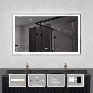 60 in. W x 36 in. H Frameless Rectangular Anti-Fog LED Light Wall Bathroom Vanity Mirror in Silver