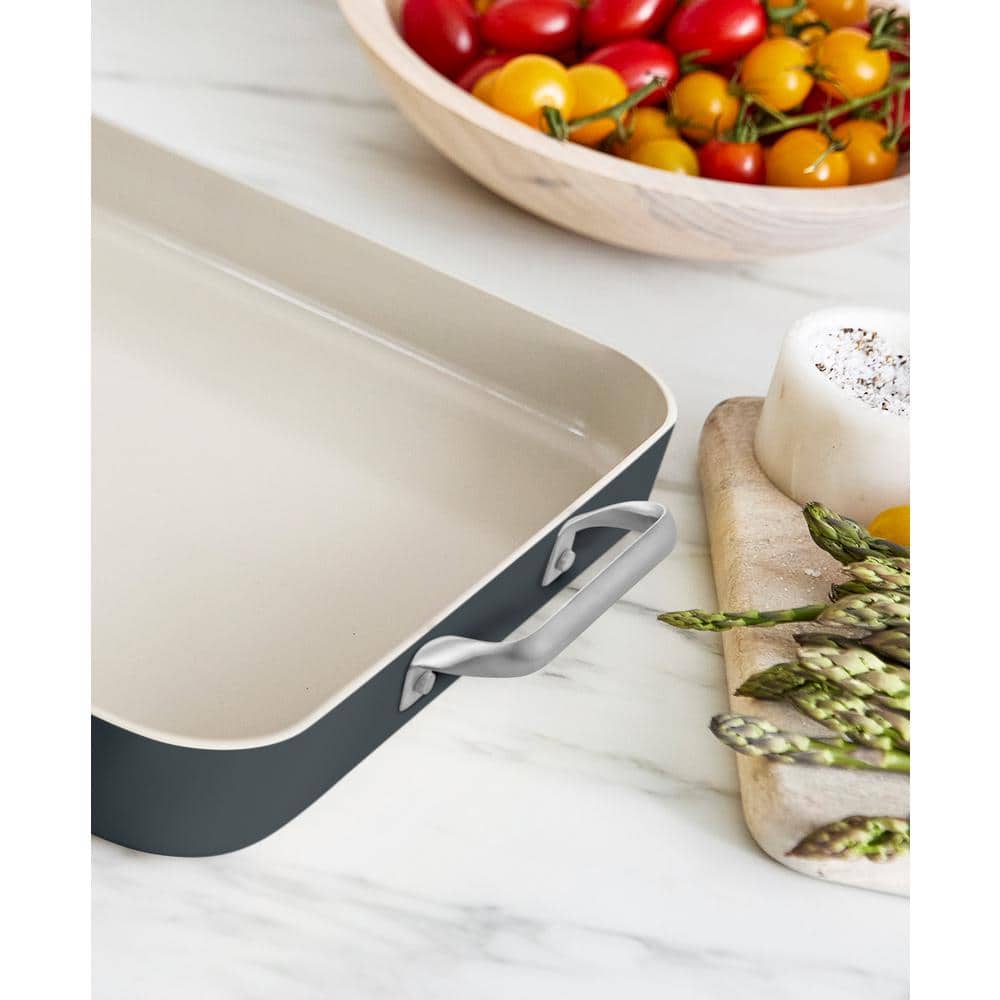 Black and White Ceramic Nonstick Double Burner Griddle Pan