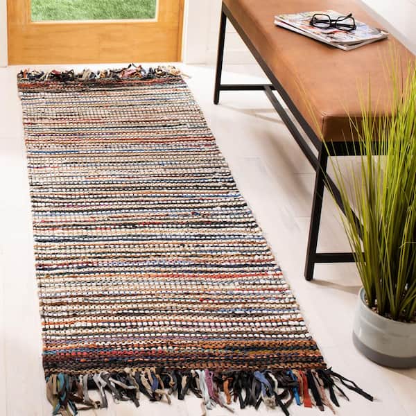 Vintage Leather 2 ft. x 9 ft. Multi Rustic Striped Runner Rug