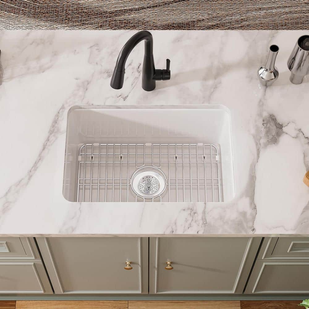 Oslo White Fireclay Single Bowl Drop-In Kitchen Sink