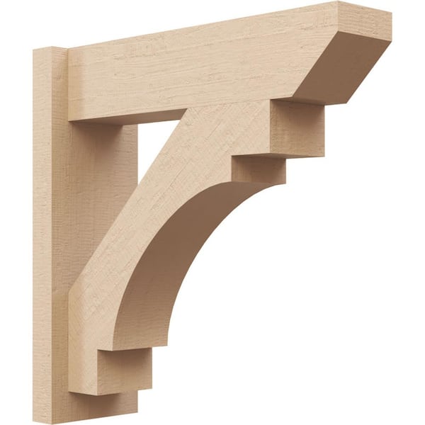 Ekena Millwork 8 in. x 32 in. x 24 in. Merced Slat Rough Cedar Woodgrain Timberthane Polyurethane Outlooker, Primed Tan