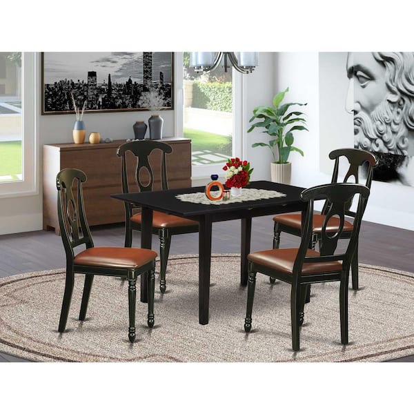 East West Furniture 5-Piece Black Finish Solid Wood Top - Dining Room Set - Seats-4