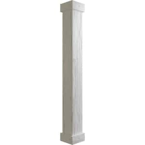 6 in. x 4 ft. Hand Hewn Endurathane Faux Wood Non-Tapered Square Column Wrap w/ Standard Capital & Base
