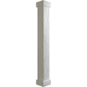 6 in. x 9 ft. Hand Hewn Endurathane Faux Wood Non-Tapered Square Column Wrap w/ Standard Capital & Base