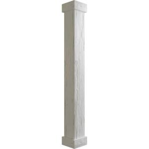 6 in. x 8 ft. Hand Hewn Endurathane Faux Wood Non-Tapered Square Column Wrap w/ Standard Capital & Base