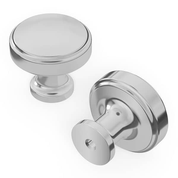 HICKORY HARDWARE Piper Collection Knob 1-1/4 in. Diameter Chrome Finish Modern Zinc Cabinet Knob (1 Pack)