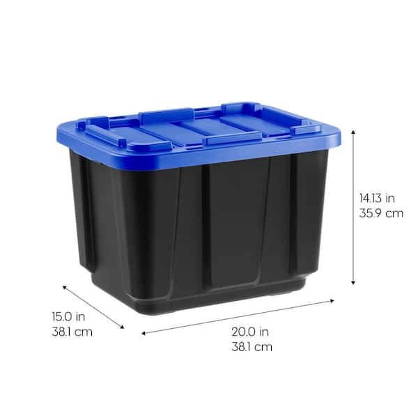 Blue Plastic Storage Totes And Stackable Storage Bins Industrial Strength Containers Organizing Office Home Holds 80 Lbs 23 X 15 X 12 Pack 3