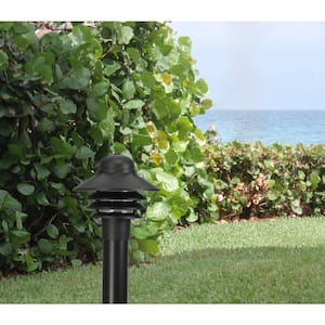 Nautical 1-Light Black Post Mount Walkway Light with 4000K ENERGY STAR LED Lamp Fits 3 in. Dia Posts