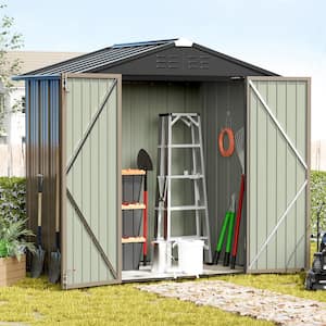 6 ft. W x 4 ft. D Outdoor Storage Brown Metal Shed with Sloping Roof and Double Lockable Door (24.8 sq. ft.)