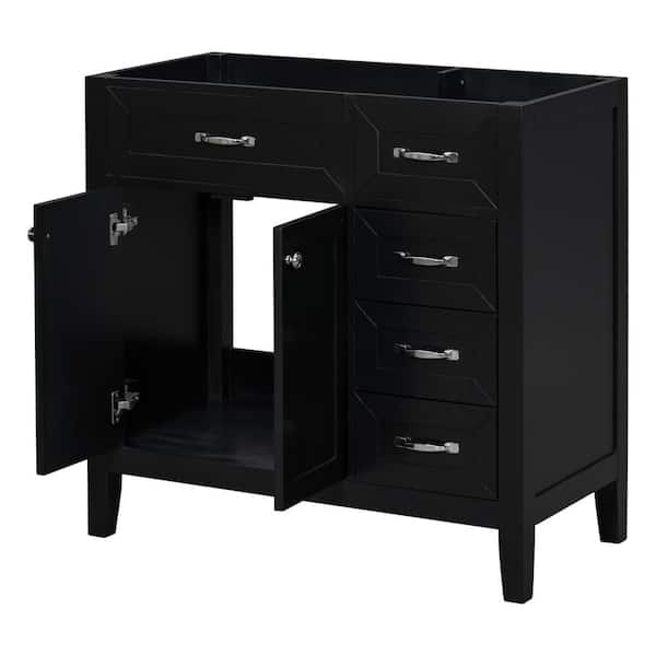 Unbranded 36.0 in. Bath Vanity Cabinet without Top in Black with Drawers Cabinet Base Only Easy Assembly