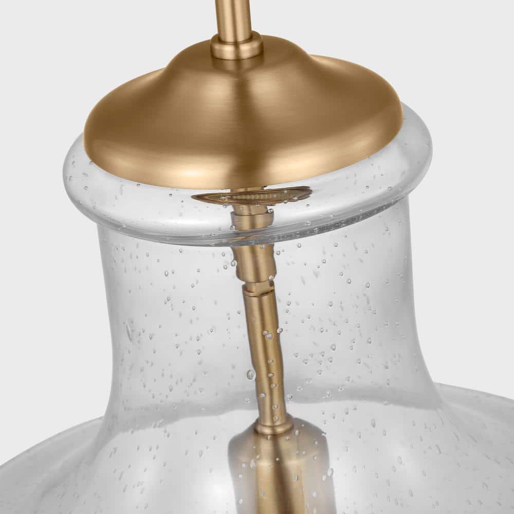 Satin Brass Mini Pendant with Clear Seeded Glass Shade