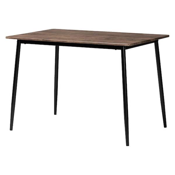 Dalair Dark Brown and Black Wood 4-Legs Dining Table Seats 4