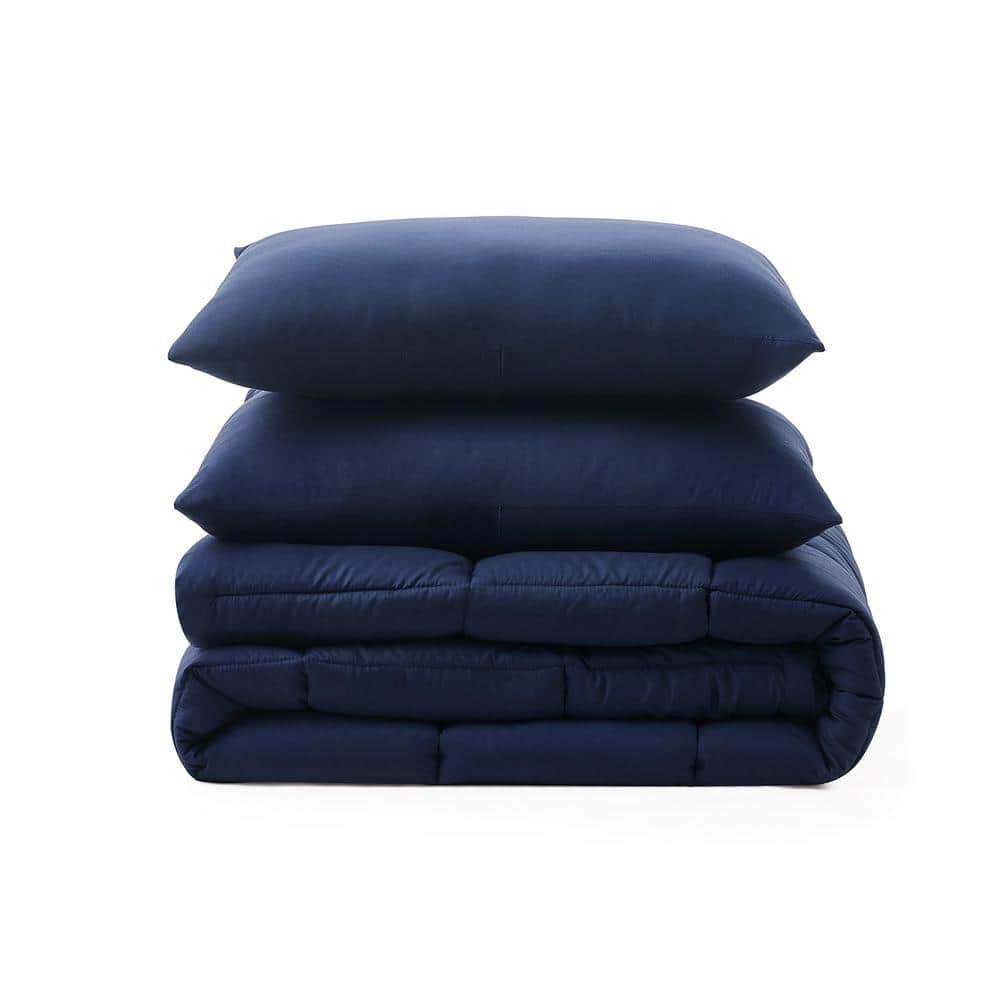 Navy Cotton Twin XL Dorm Bedding Set for Adults